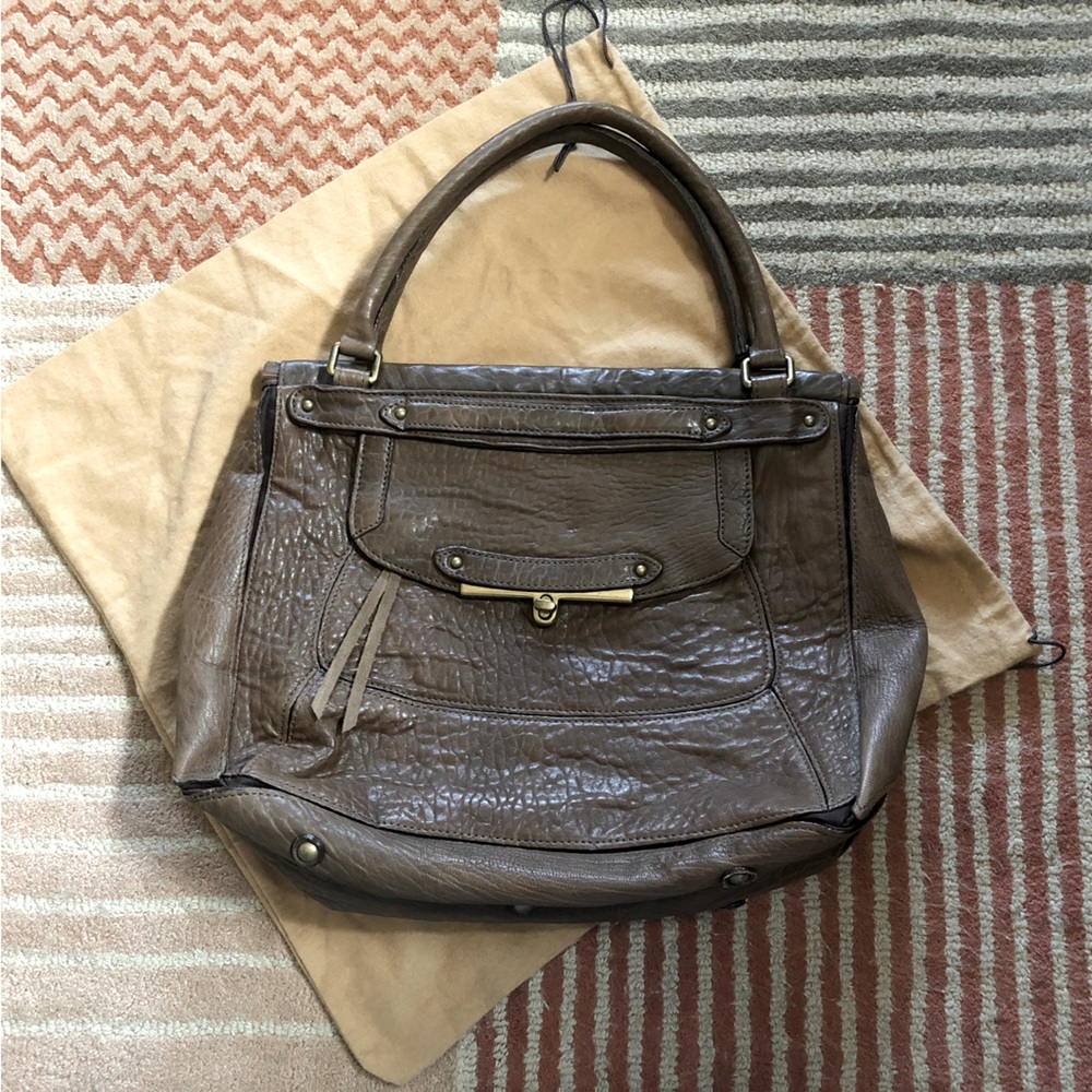 Abaco Paris handbag in beautiful grey, brown leather. Made in France. Like new.